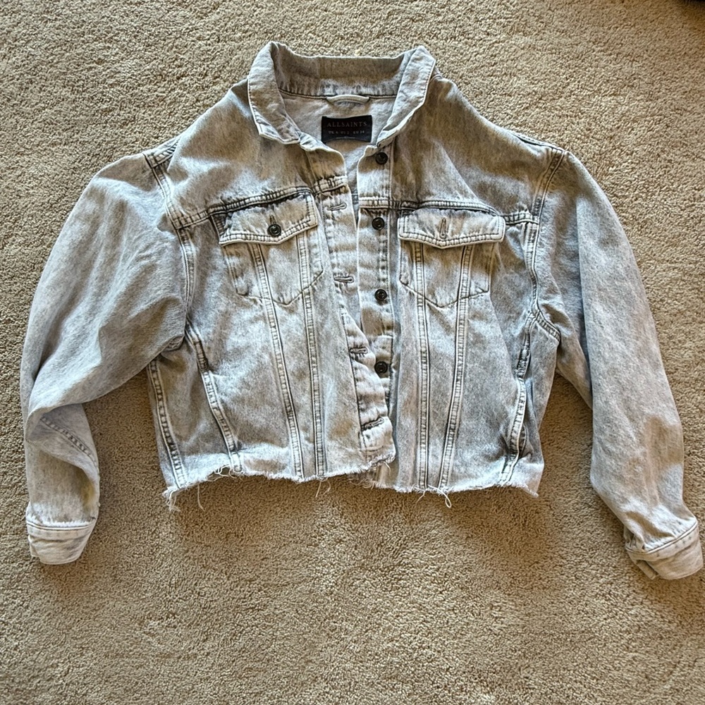 All Saints Light Gray Jean Jacket